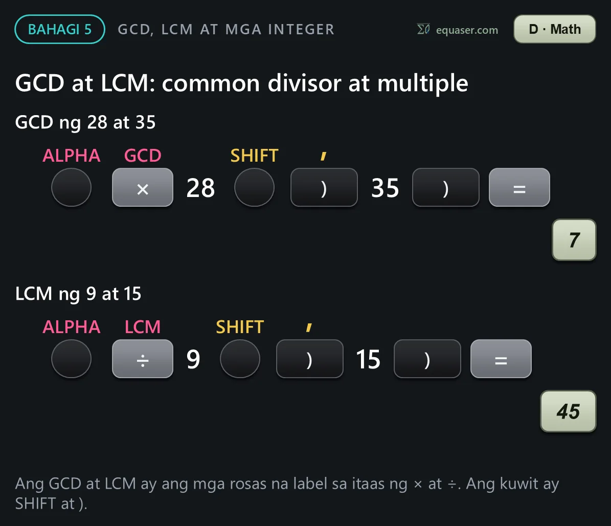 Pinakamalaking common divisor at pinakamaliit na common multiple