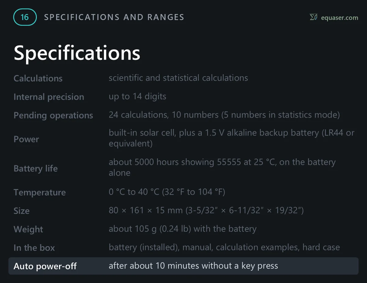 Specifications