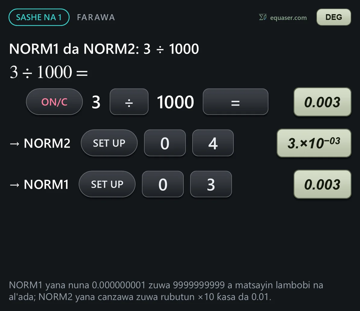 NORM1 da NORM2: 3 ÷ 1000