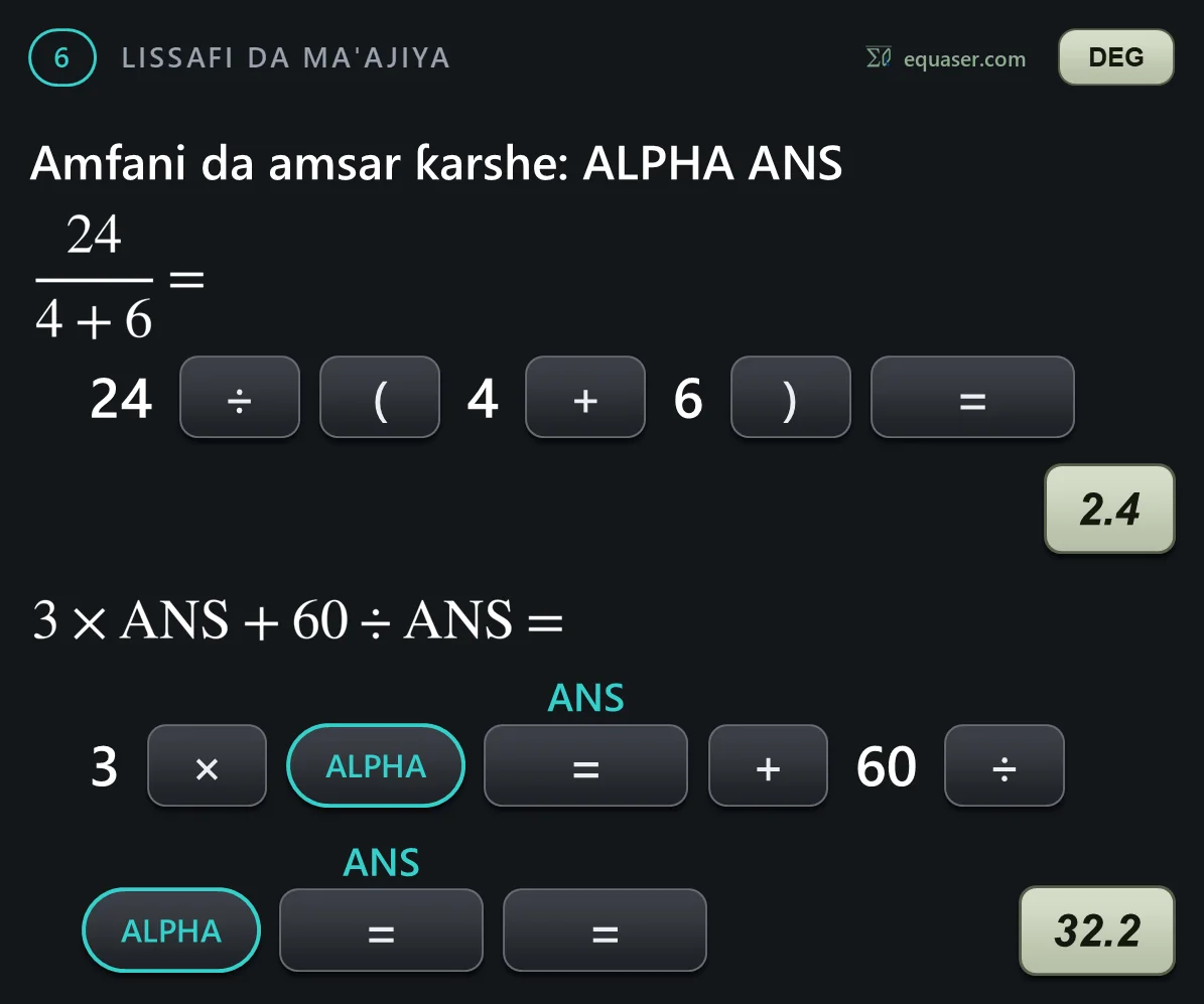 Amfani da amsar ƙarshe: ALPHA ANS