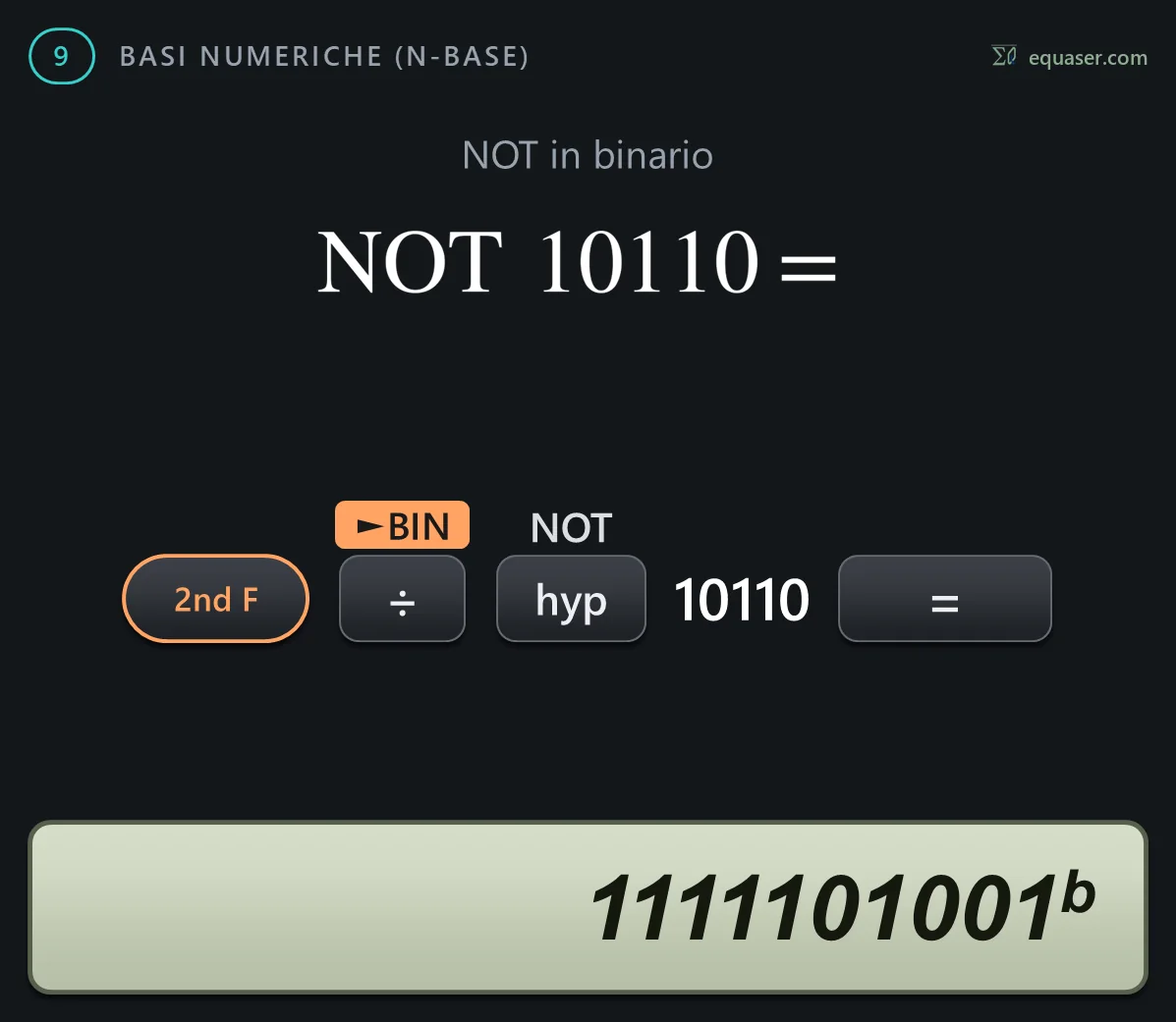 NOT in binario