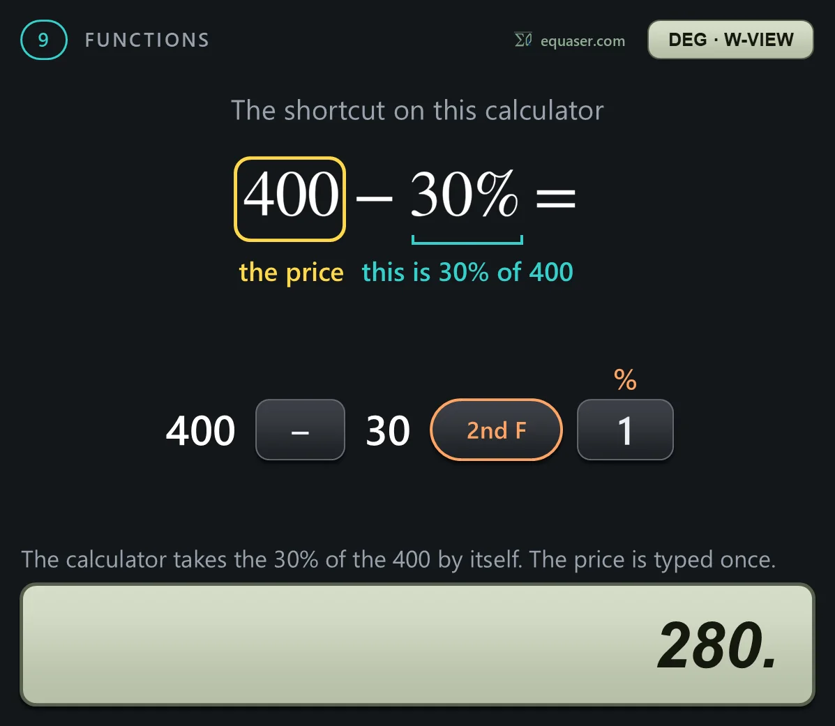 The shortcut on this calculator