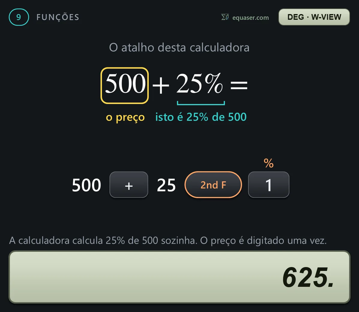 O atalho desta calculadora