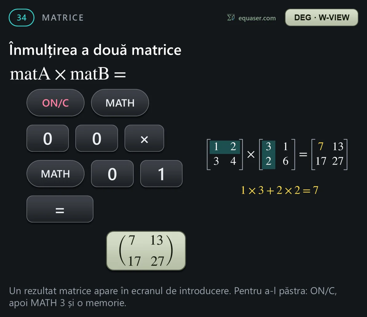 Înmulțirea a două matrice